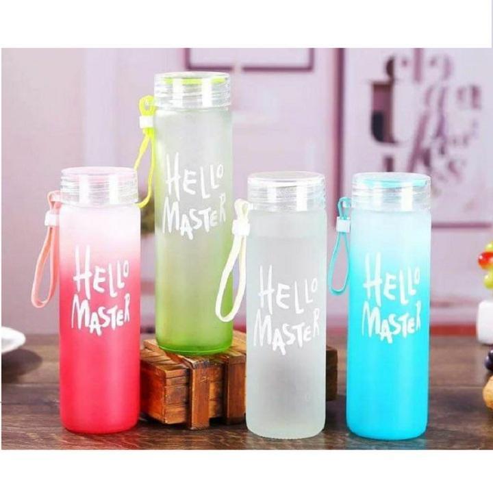Bình thủy tinh đựng nước Hello Master 400ml (màu giao ngẫu nhiên, chat để chọn màu)