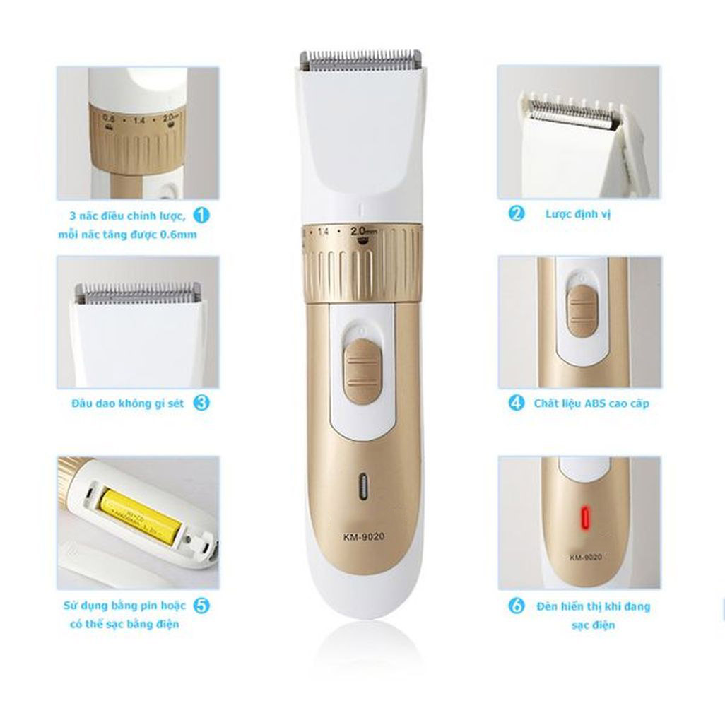 TÔNG ĐƠ CẮT TÓC TRẺ EM KM - 9020 [ Tông đơ hớt tóc - Tông đơ trẻ em - Máy hớt tóc - May cắt tóc ]