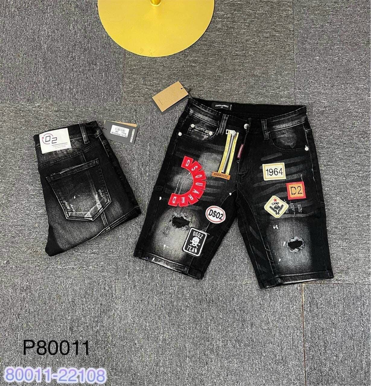 Quần short jean nam rách form ôm body thêu LOGO D2 nổi phối màu thương hiệu  chuẩn thời trang mẫu mới hàng shop PVT FASHION
