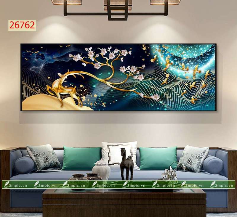 Tranh treo tường phòng khách, phòng ngủ/Gỗ MDF Hàn Quốc chống ẩm mốc, mối mọt