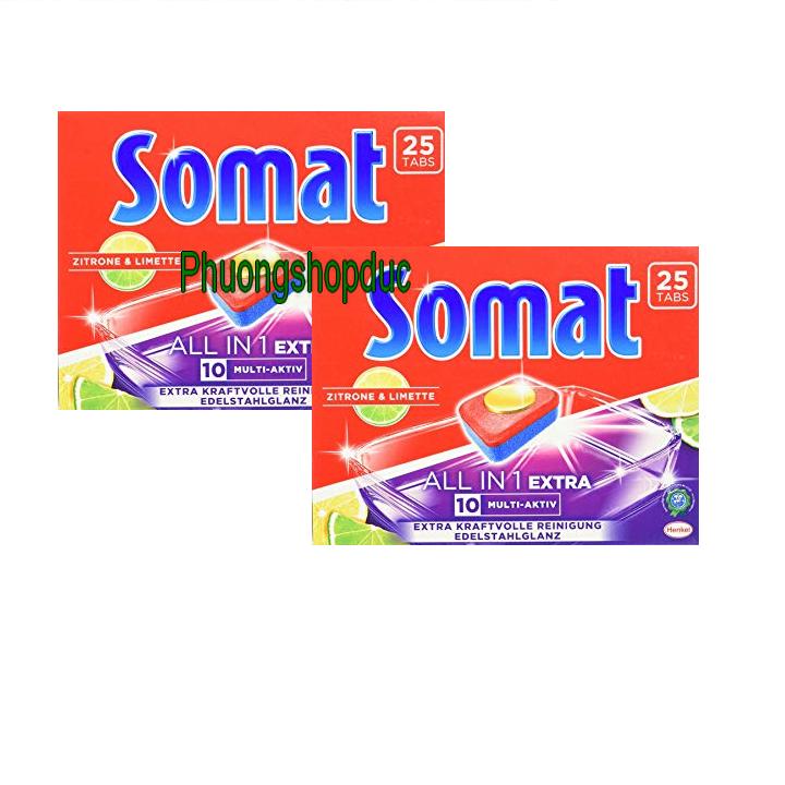 combo 2 hộp viên rửa chén bát somat 25 viên + TĐ Finish alio(tích hợp bột muối bóng)