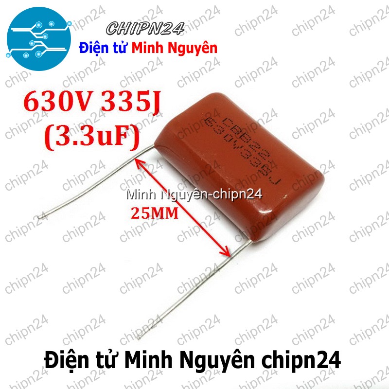 [2 con] (F233) Tụ CBB 630V 335J P=25mm (335 3.3uF) - HH004927