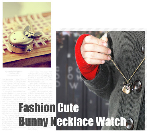 Chain watch face rabbit shape Playboy, watch the hours as usual