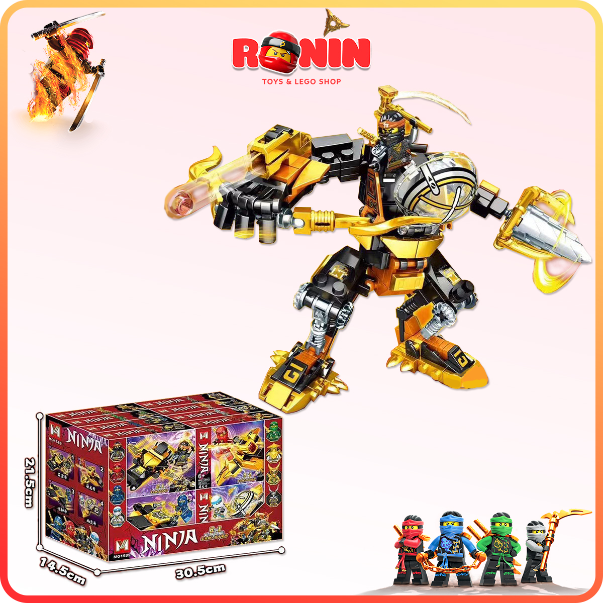 [💖Ninjago💖] Bồ Đồ Chơi Lắp Ráp Ninjago : Samurai X MECH Của Cole 8in1