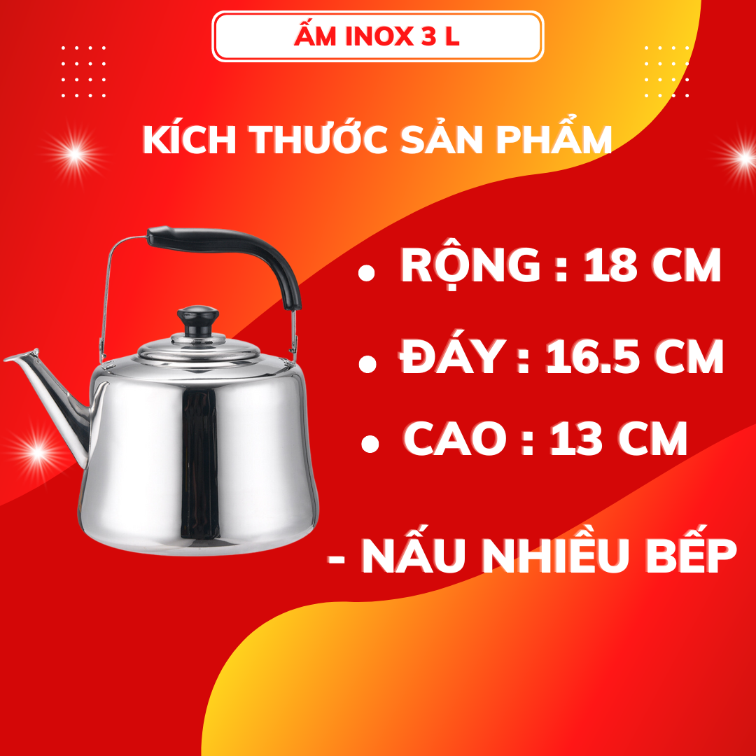 [SÔI CÒI REO] Ấm đun nước inox dung tích 4 lít và 5L quai xách bọc chống nóng dùng được bếp từ cao cấp