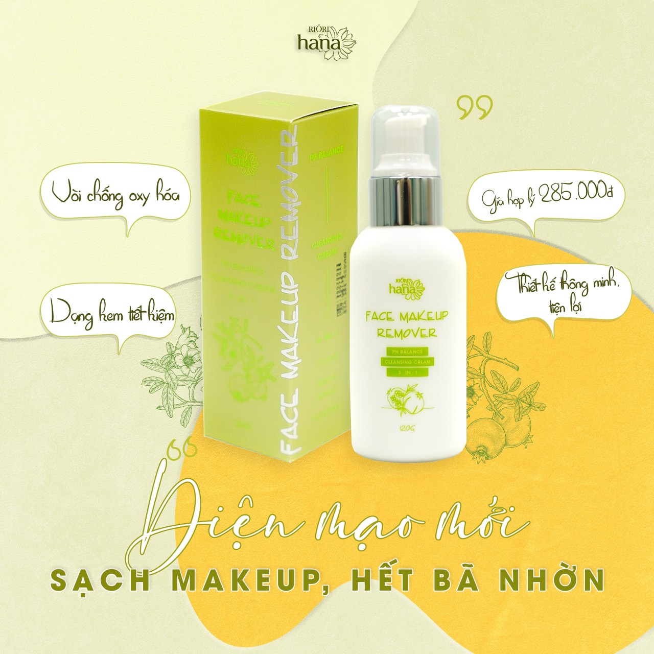 [MẪU MỚI] TẨY TRANG MẶT RIORI FACE MAKEUP REMOVER 140g