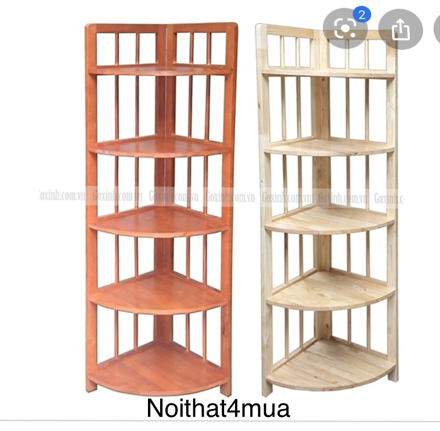 KỆ GÓC 5 TẦNG GỖ CAO SU
