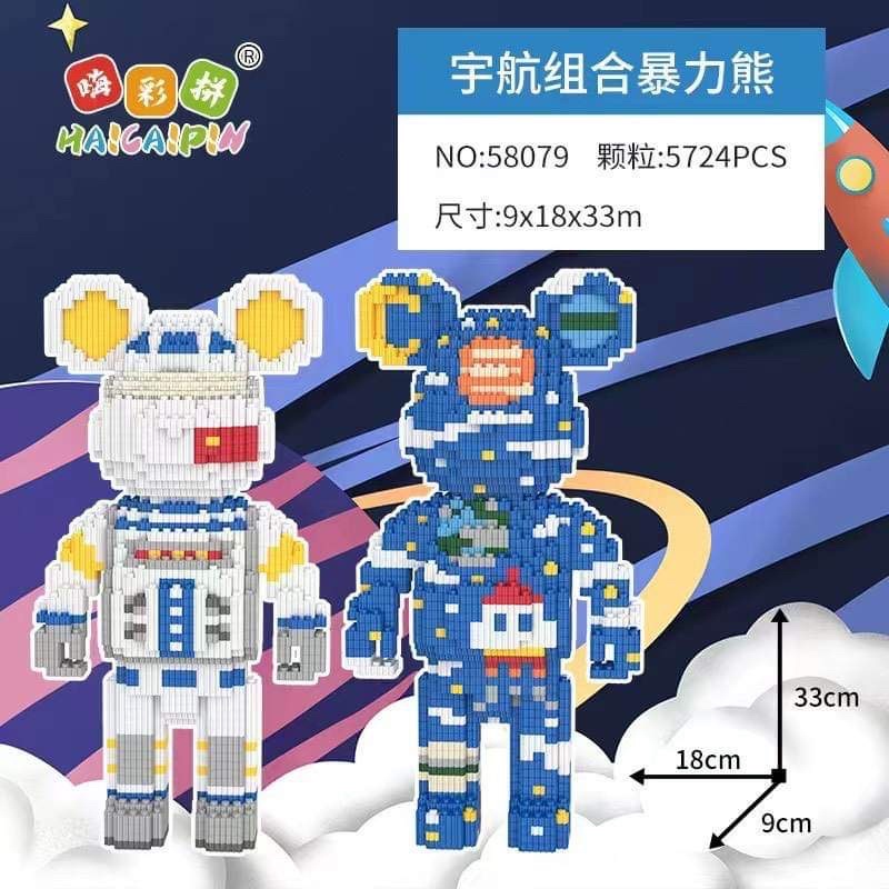 [TẶNG BÚA ] COMBO 2 GẤU BEARBRICK 35CM/ LEGO GẤU ĐÔI/ MUA 1 ĐƯỢC 2