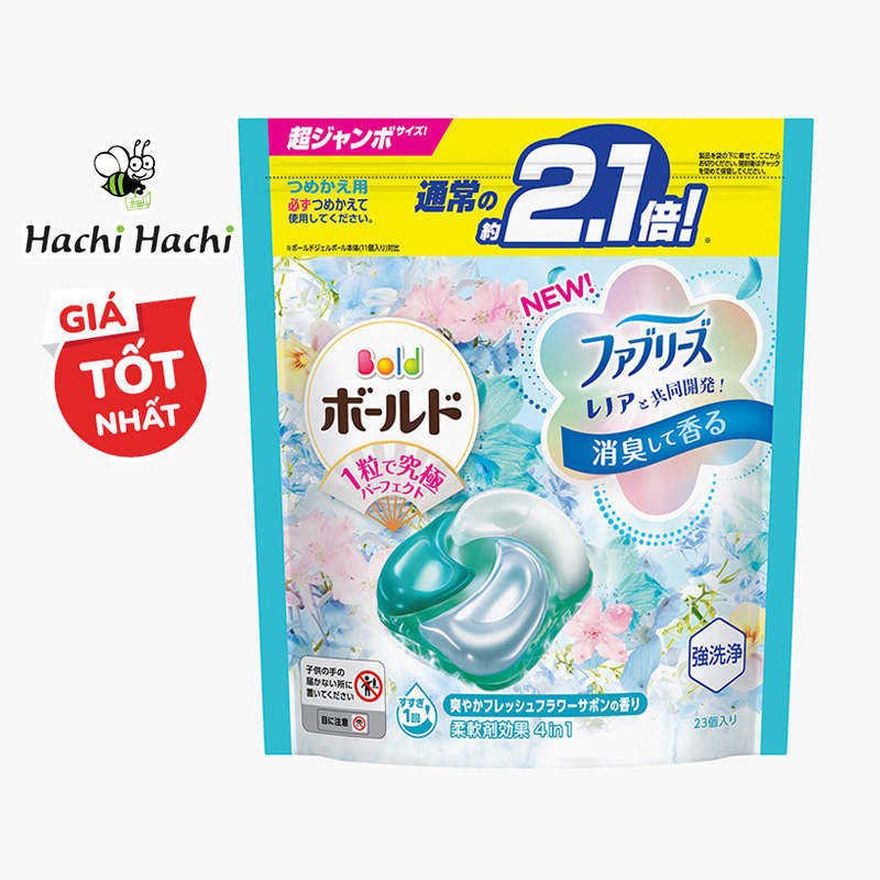 Viên giặt xả khử mùi chống nhăn 4D Gel Ball Bold P&G Hương nắng mai - Hachi Hachi Japan Shop
