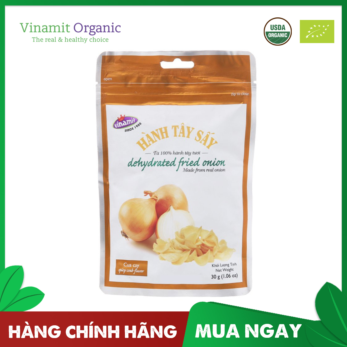 Hành tây sấy Vinamit vị cua cay 30g