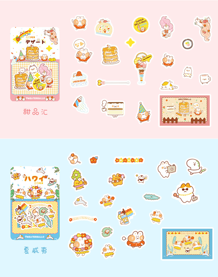 [6 Mẫu] Bộ 40 Miếng Dán Sticker Hình Thỏ Siêu Đáng Yêu