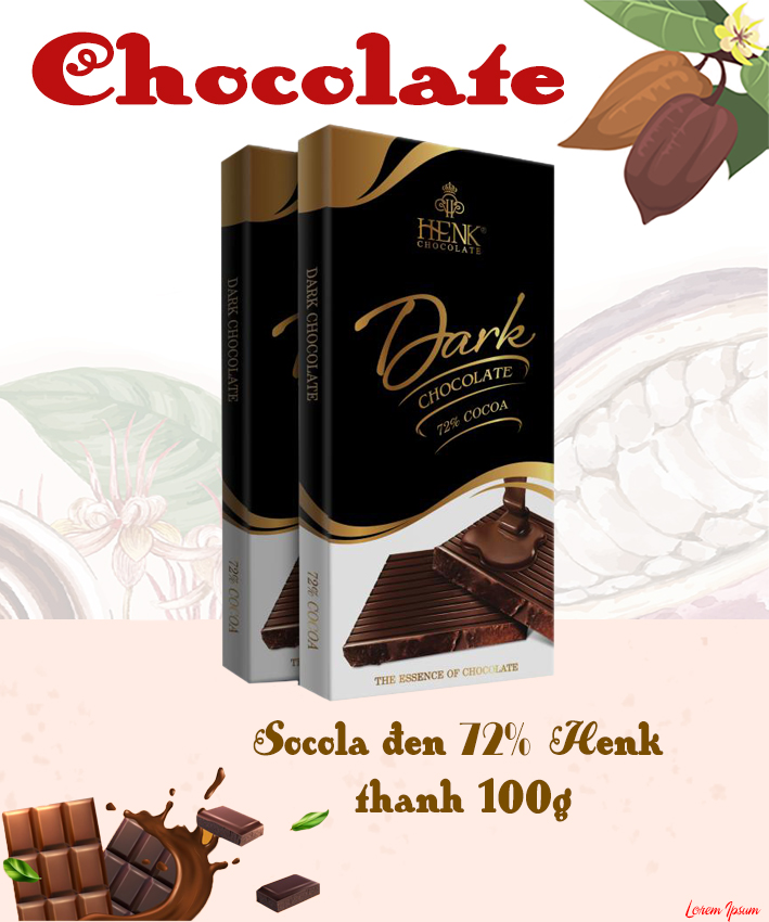 [HCM]Socola đen 72% thanh 100g