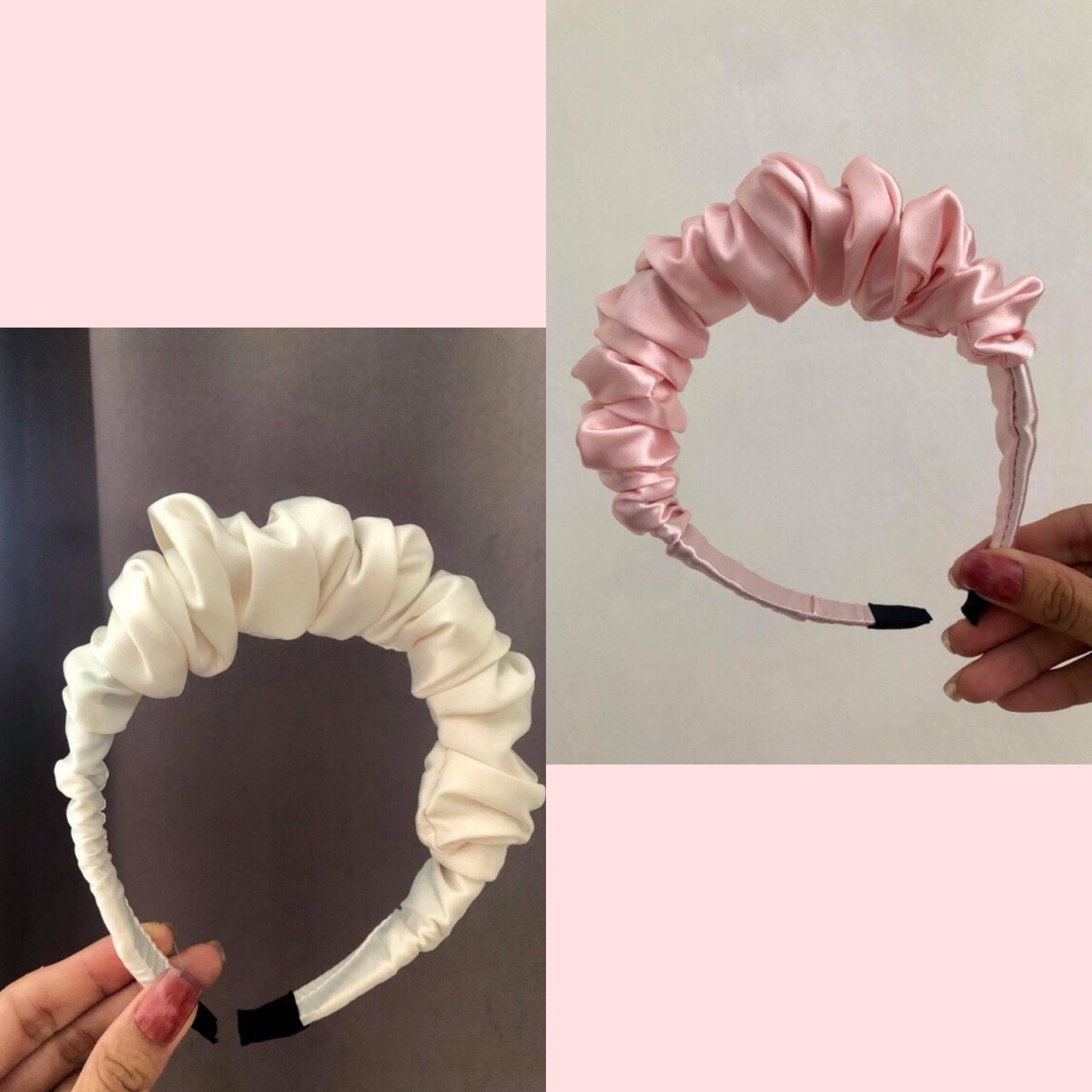 Băng đô cài tóc lụa satin bóng,bờm tóc phong cách Hàn Quốc cho Nữ, Bé Gái