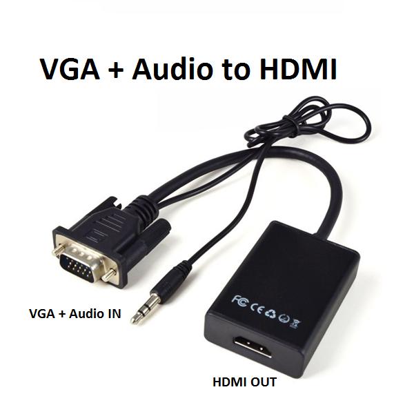 HCM3h computer Cáp chuyển đổi tín hiệu từ VGA sang HDMI có âm thanh + Cáp