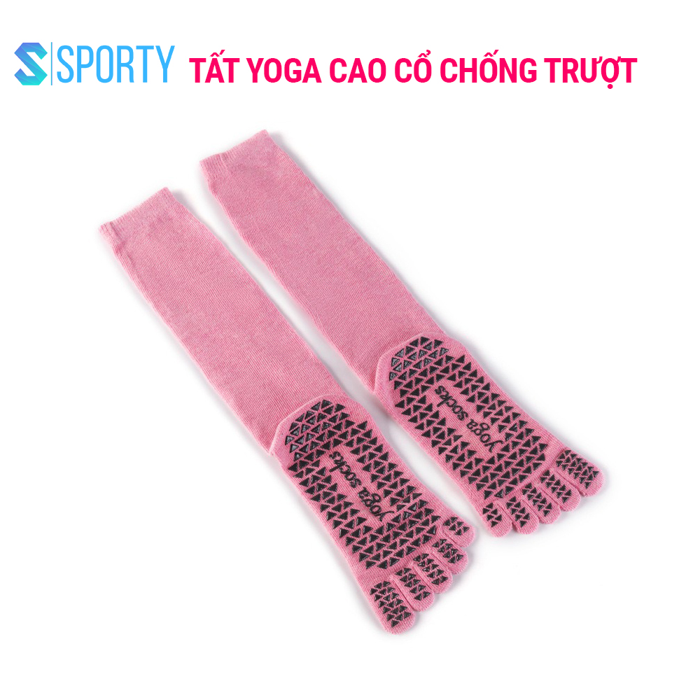 Vớ cao cổ Yoga SPORTY Tất chân chống trượt cao cấp tập thể dục chống trượt êm ái, tránh hôi chân, đảm bảo an toàn YGS2