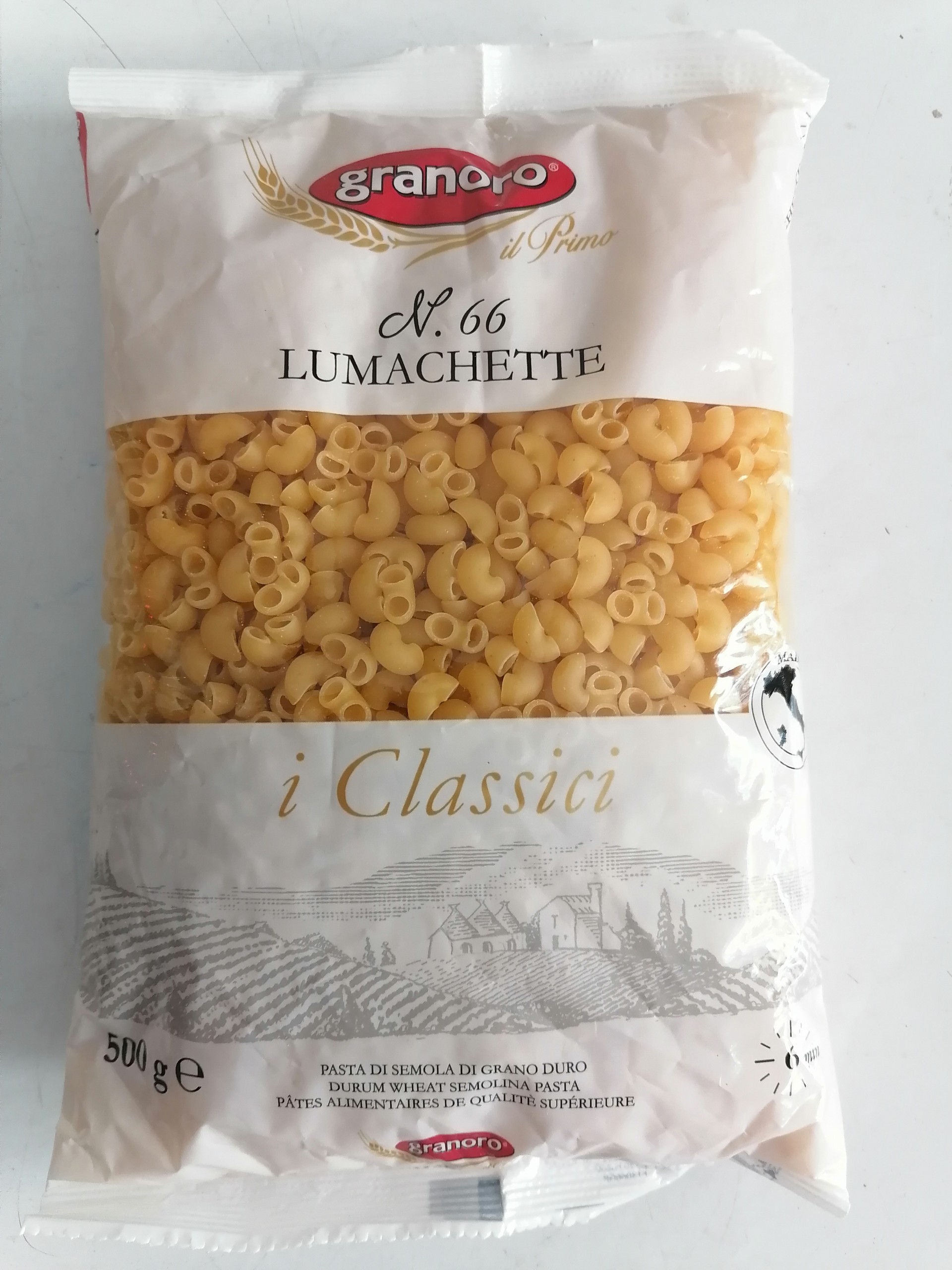 [500g – LUMACHETTE] NUI ỐNG [Italia] GRANORO Durum Wheat Semolina Pasta (bph-hk)