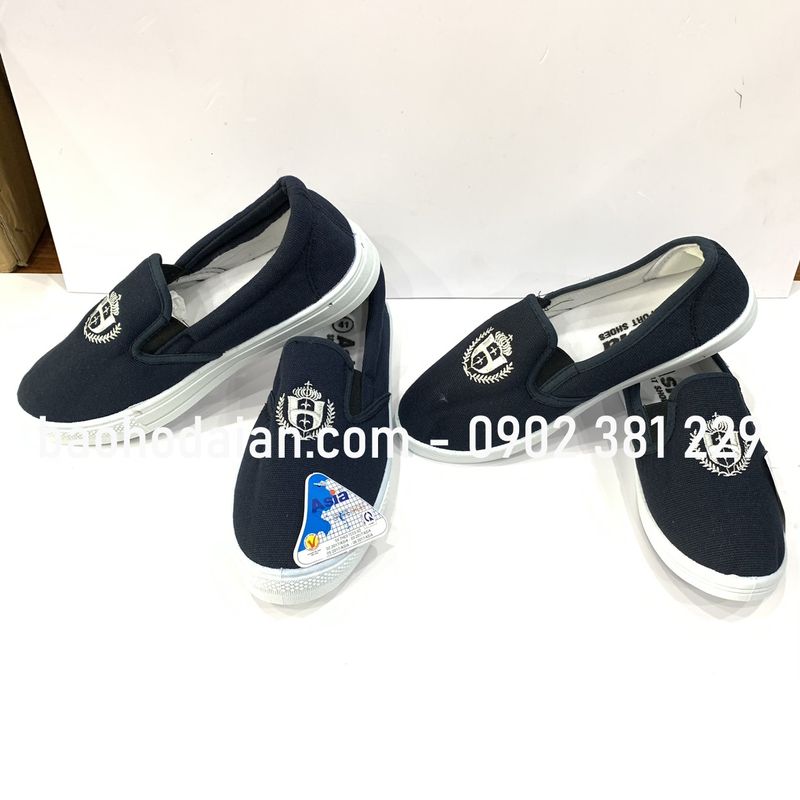 Giày Asia bata vải xỏ (không cột dây) màu xanh đen
