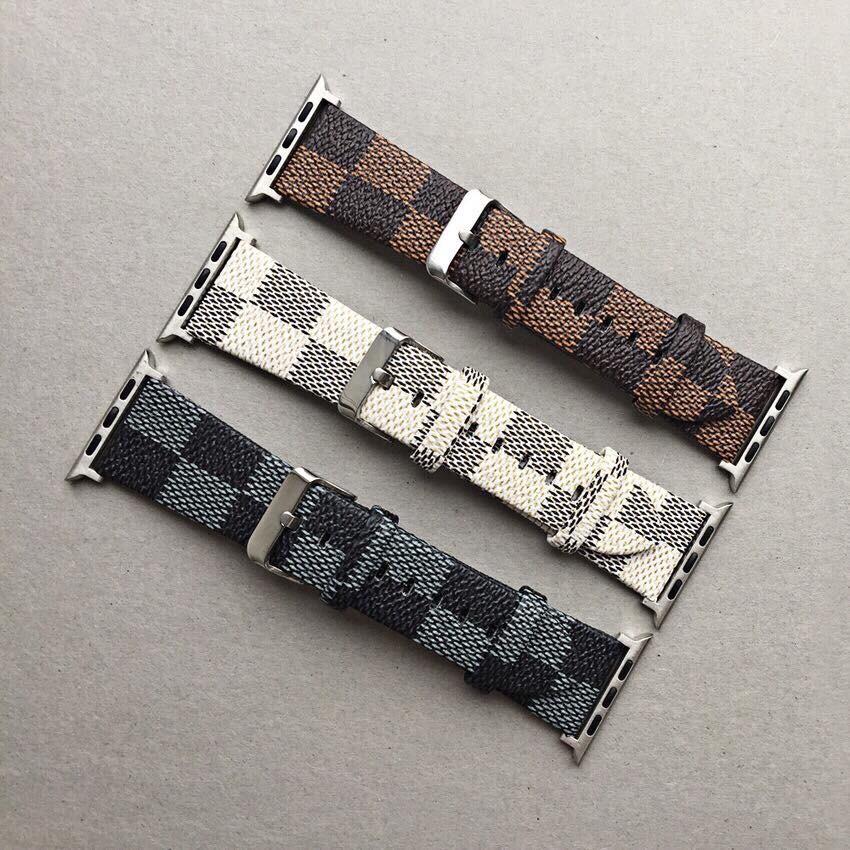 Dây Da LV Caro Trắng Cho Đồng Hồ Apple Watch ( không kèm mặt đồng hồ)