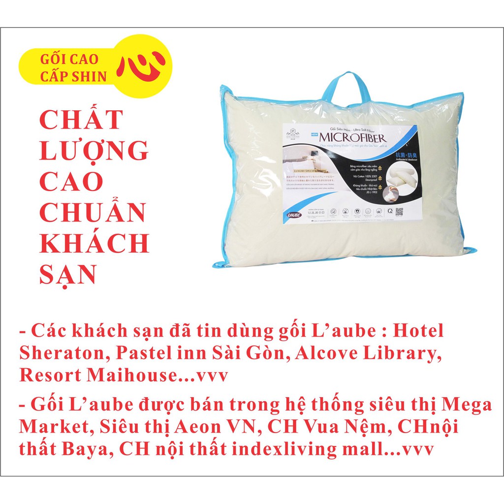 [HCM]Gối nằm microfiber laube siêu mềm kháng khuẩn 50x70cm--