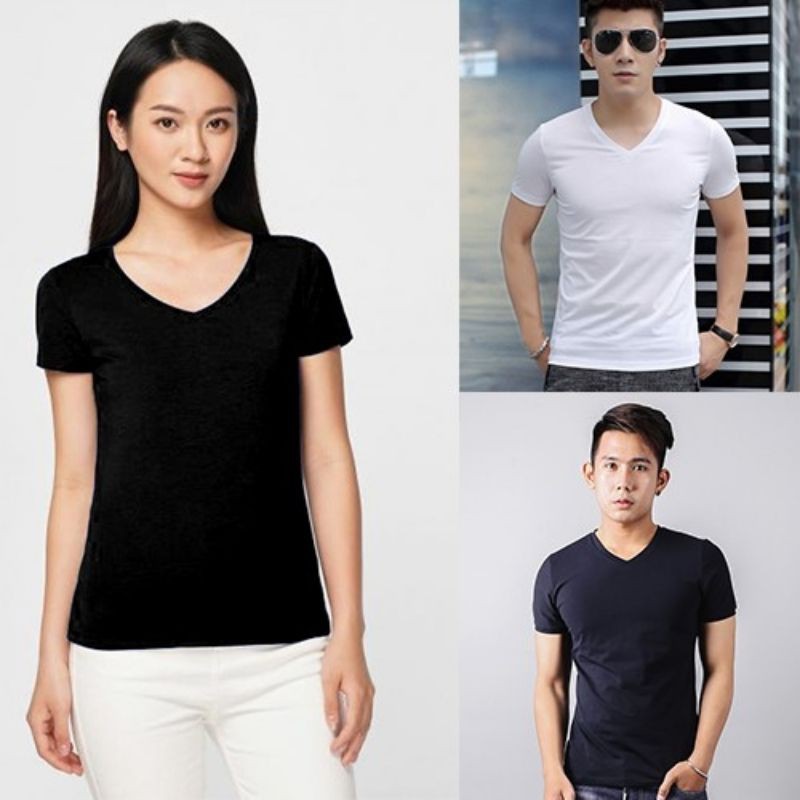 ÁO PHÔNG TRƠN CỔ TIM NAM,NỮ(trắng,đen,xám)