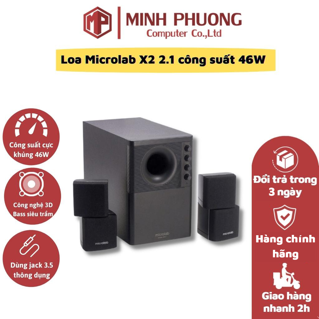 Loa máy tính Microlab X2 2.1 siêu trầm công suất 46W