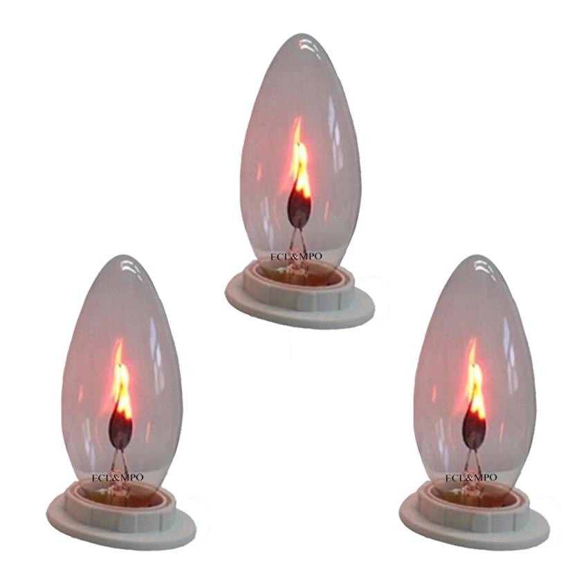 Bộ 3 bóng đèn LED E12 - 3W mô phỏng ngọn lửa
