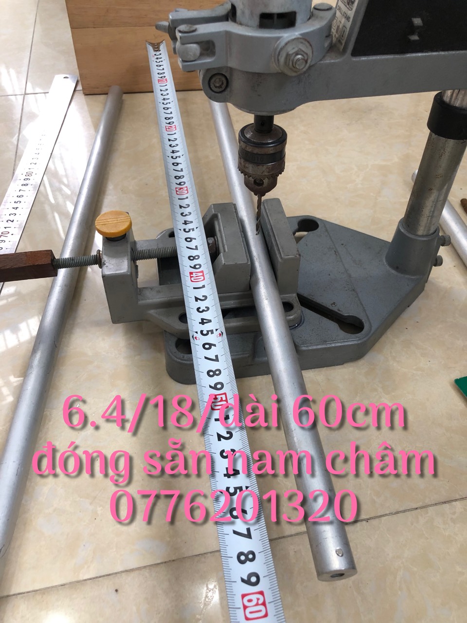 Ống nhôm 6.4 đóng sẵn nam châm/ 60cm