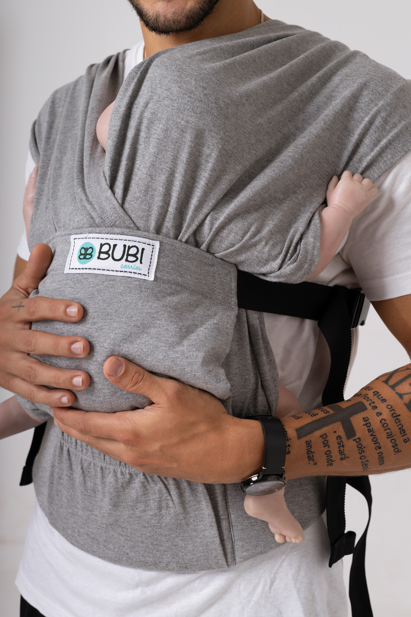 Địu vải BUBI Gen 3 - Xám tiêu - Cotton