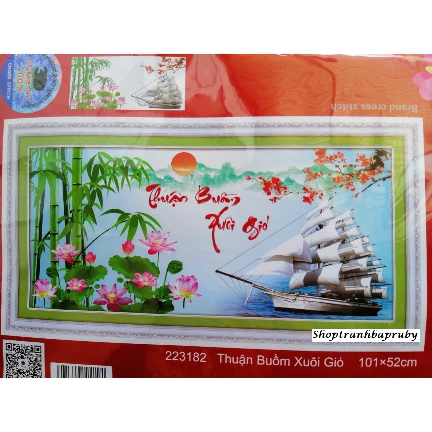 [HCM]Tranh thêu Thuận Buồm Xuôi GIó 223182 kích thước 101 x 52 cm