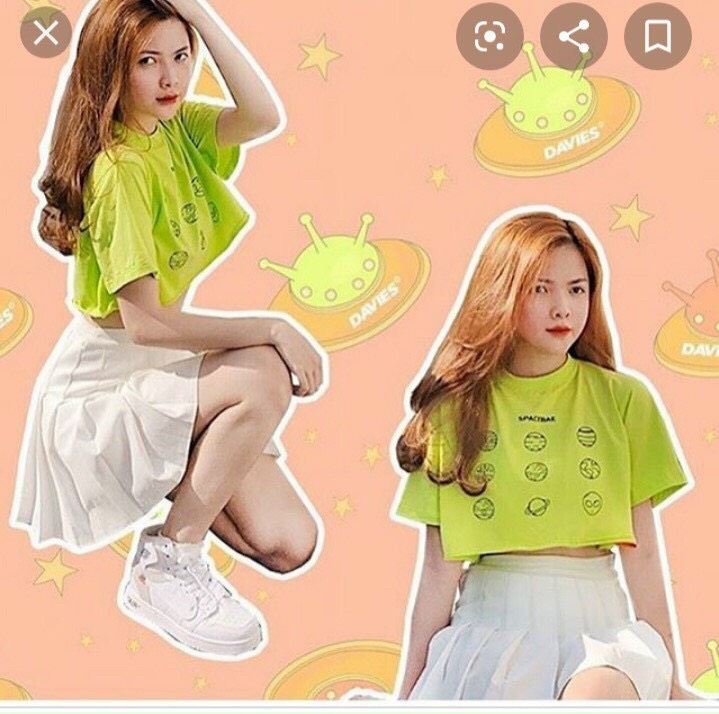 Áo croptop in hành tinh xanh lá cực hot TTSLA0402