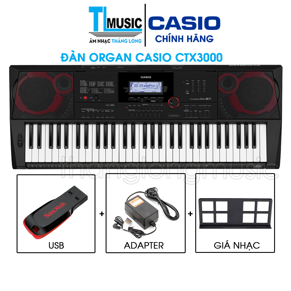 [Chính hãng] Đàn organ di động Casio CTX3000 - Casio Keyboard CTX 3000 ( Kèm USB + Nguồn + Giá nhạc )