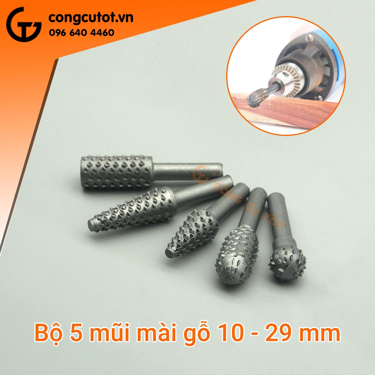 Bộ 5 mũi mài gỗ 10-29mm
