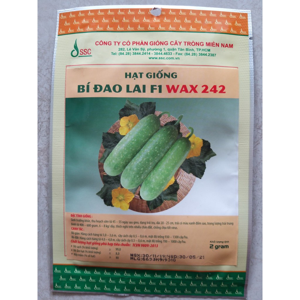 Hạt giống bí đao lai F1 Wax 242 (Công ty cp giống cây trồng Miền Nam)