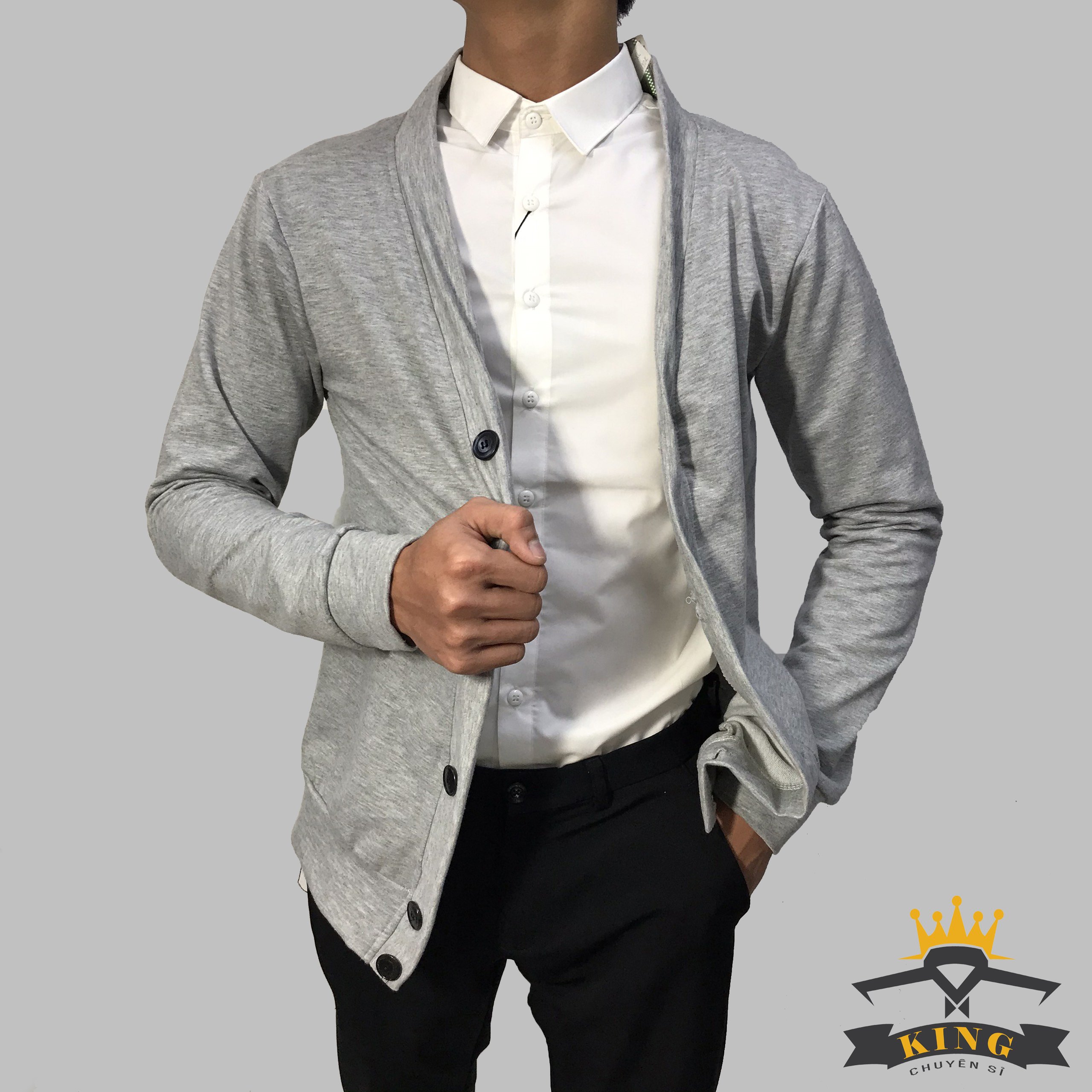 Áo khoác cardigan dáng basic King caravat poly mịn nhẹ form đẹp thời trang K125