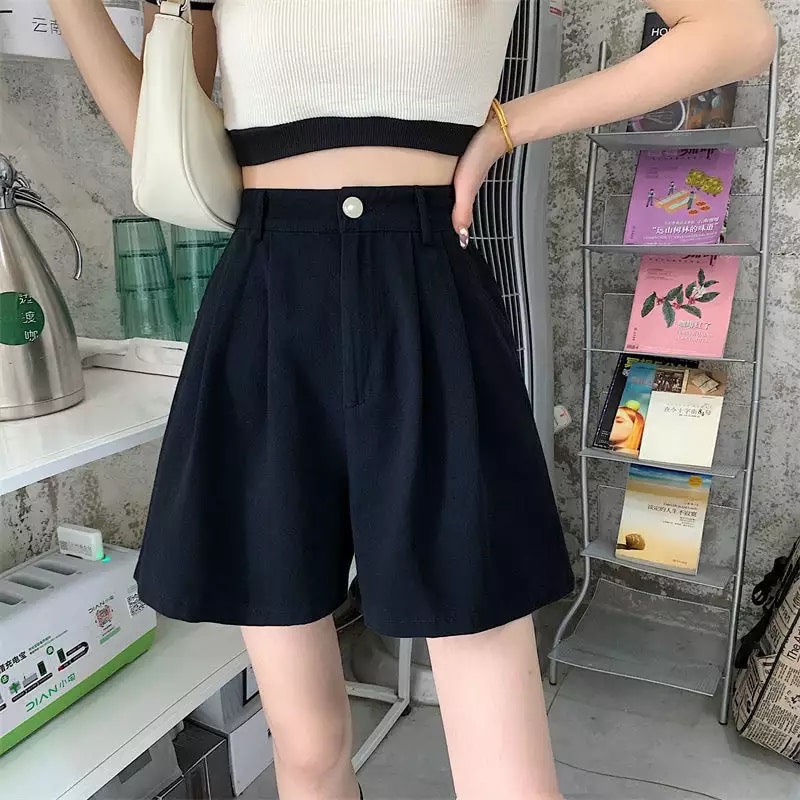 Quần Short Lửng Ống Rộng Cạp Cao.