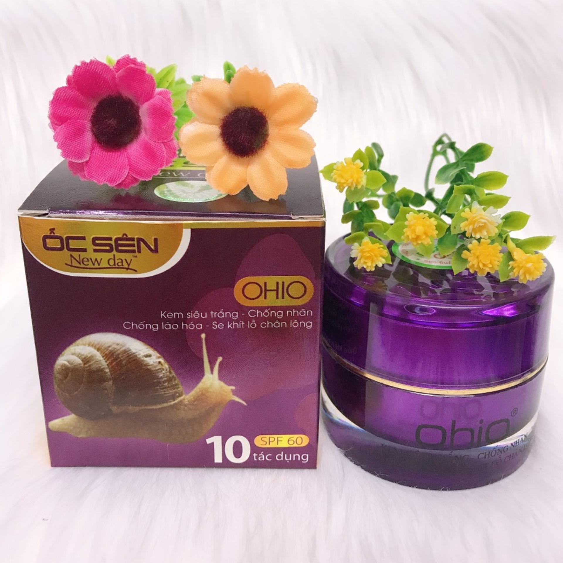 Kem siêu trắng - Chống nhăn - Chống lão hóa - Se khít lỗ chân lông 10 tác dụng Ohio Ốc Sên New Day ( 30g )