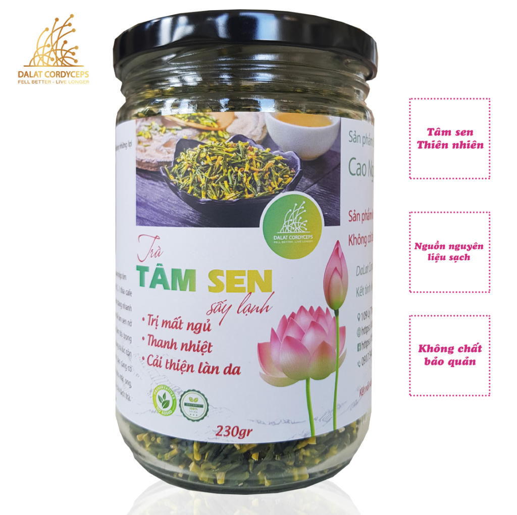 Trà tâm sen, tim sen khô - Dalat Cordyceps - loại thượng hạng