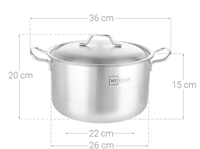 Nồi inox Nắp Inox 26cm HT Cook