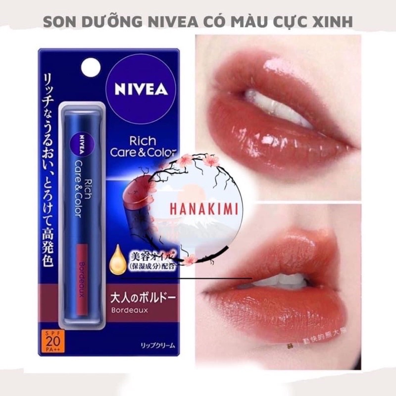 [Nhập RAISINGSTAR18, giảm 30k cho đơn 99k]Son dưỡng có màu mùi đào Nivea Nhật