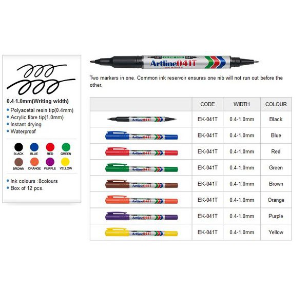 Bút thông dụng artline ek-041t permanent marker nét 0,4 và 1mm