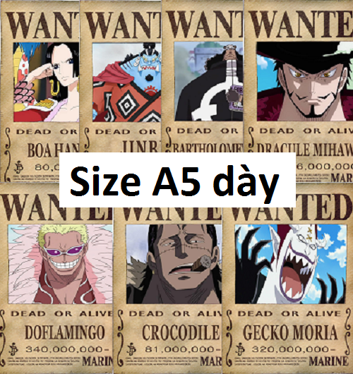 7-piece parachute raw paper OnePiece wanted poster size A5 thick poster