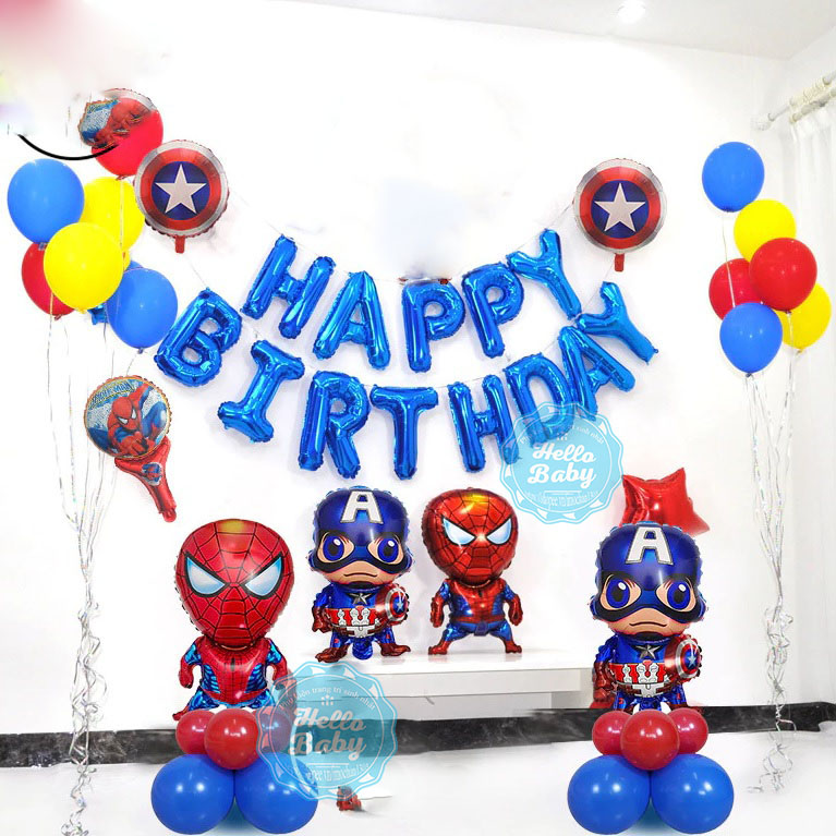Set bóng trang trí sinh nhật chủ đề siêu anh hùng (Kèm bơm + keo) - Hello Baby