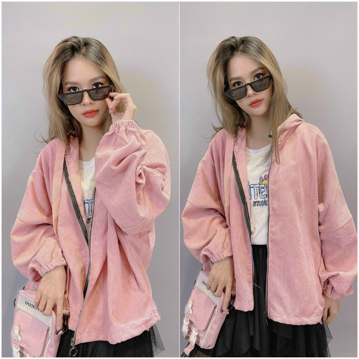 Áo Khoác Nhung Gân Kiểu Cánh Dơi Form Rộng Siêu Xinh tp