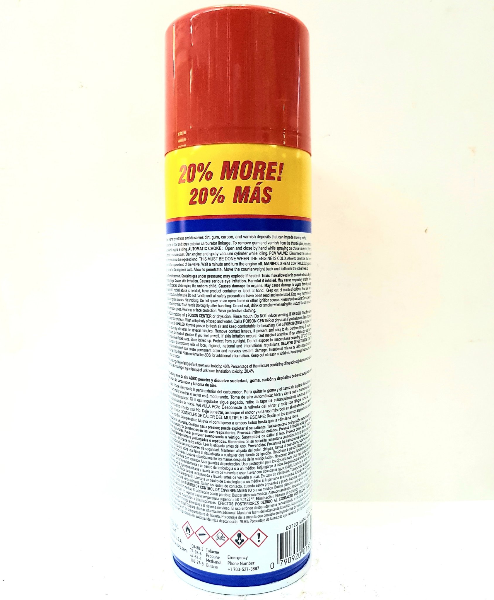 Chai xịt súc bình xăng con Abro carb & choke cleaner 340g
