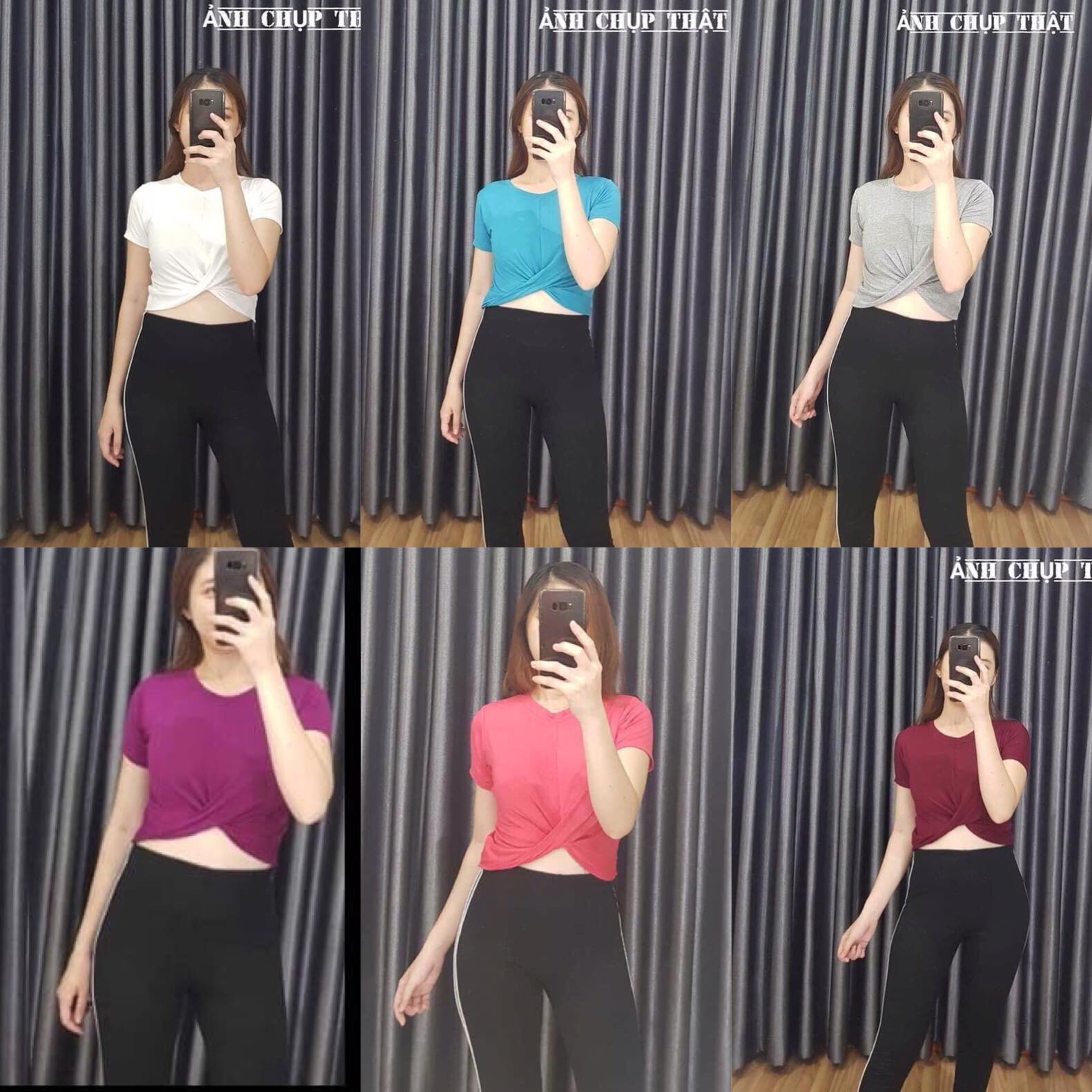 Áo thun lụa croptop xoắn bụng