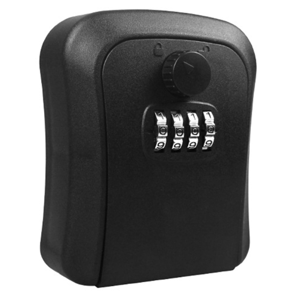 Key Lock Box, Wall-Mounted Zinc Alloy Key Box Weatherproof 4-Digit Combination Key Storage Lock Box
