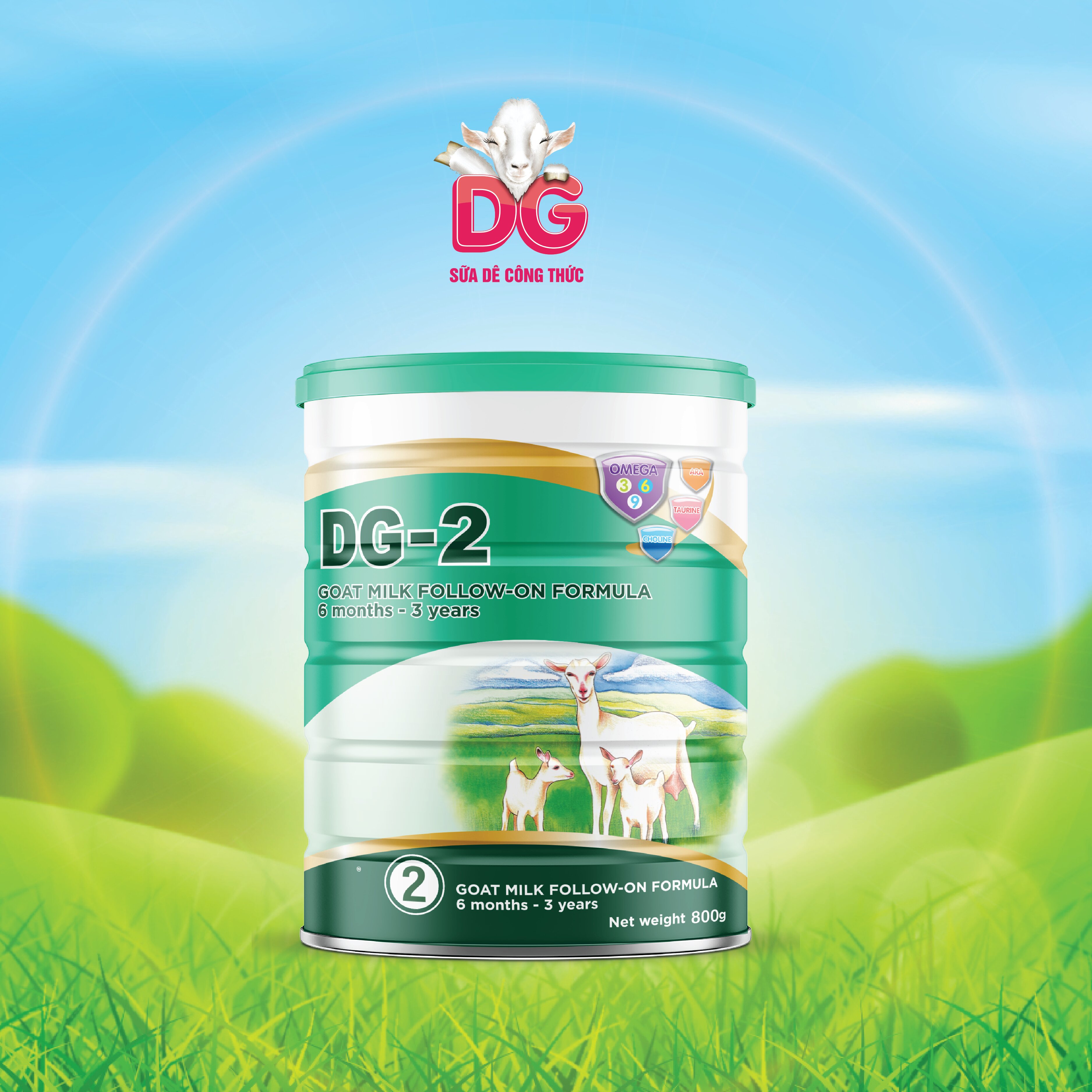 [Tặng 1 lon DG-3, HSD 10/2025] Sữa Dê Công Thức DG-2 800g [HSD 07/2026]