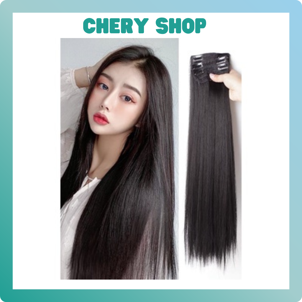 Tóc giả kẹp phím phồng thẳng combo 3 phím giúp làm dày và dài tóc