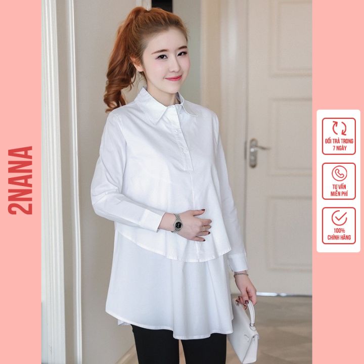 Áo Bầu - Áo Sơ Mi Trắng Dài Tay