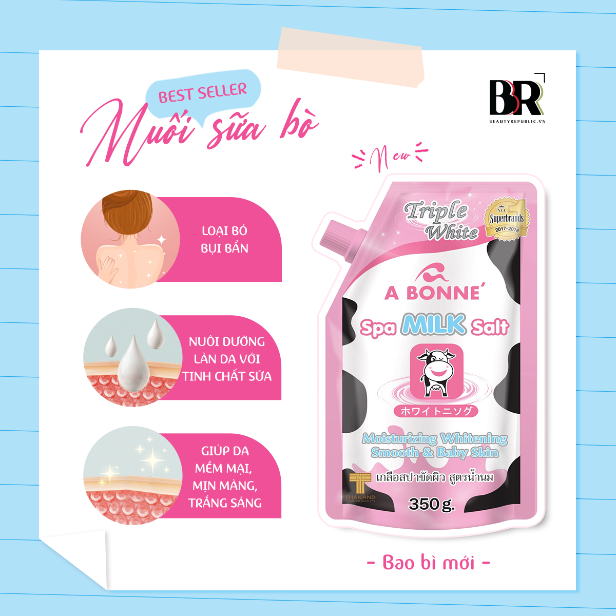 HOT COMBO Muối Tắm Sữa Spa A Bonne 350g (Có Vòi)